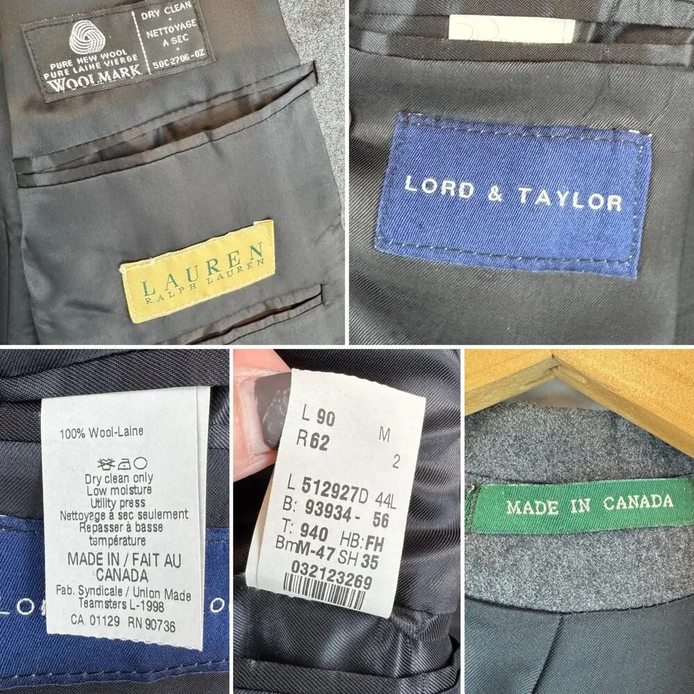 Lauren Ralph Lauren Lord & Taylor Gray Felted Wool Sport Coat Jacket Blazer 44L